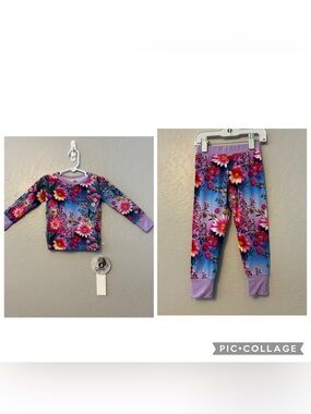 Day & Night bamboo little bees floral two piece pajama set NEW 12-18 months